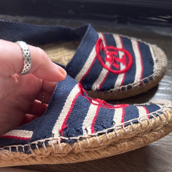 Tory Burch Blue and Red Espadrille Flats